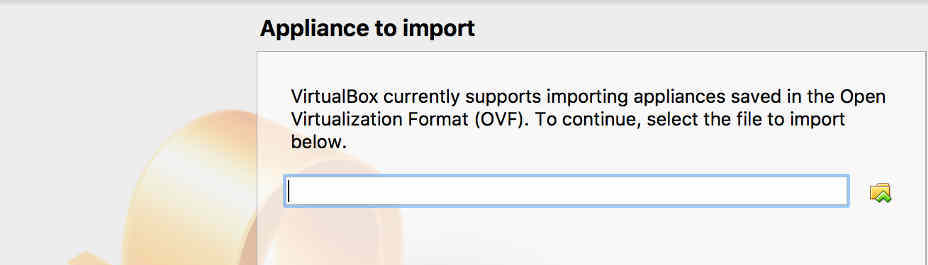 The Appliance To Import dialog